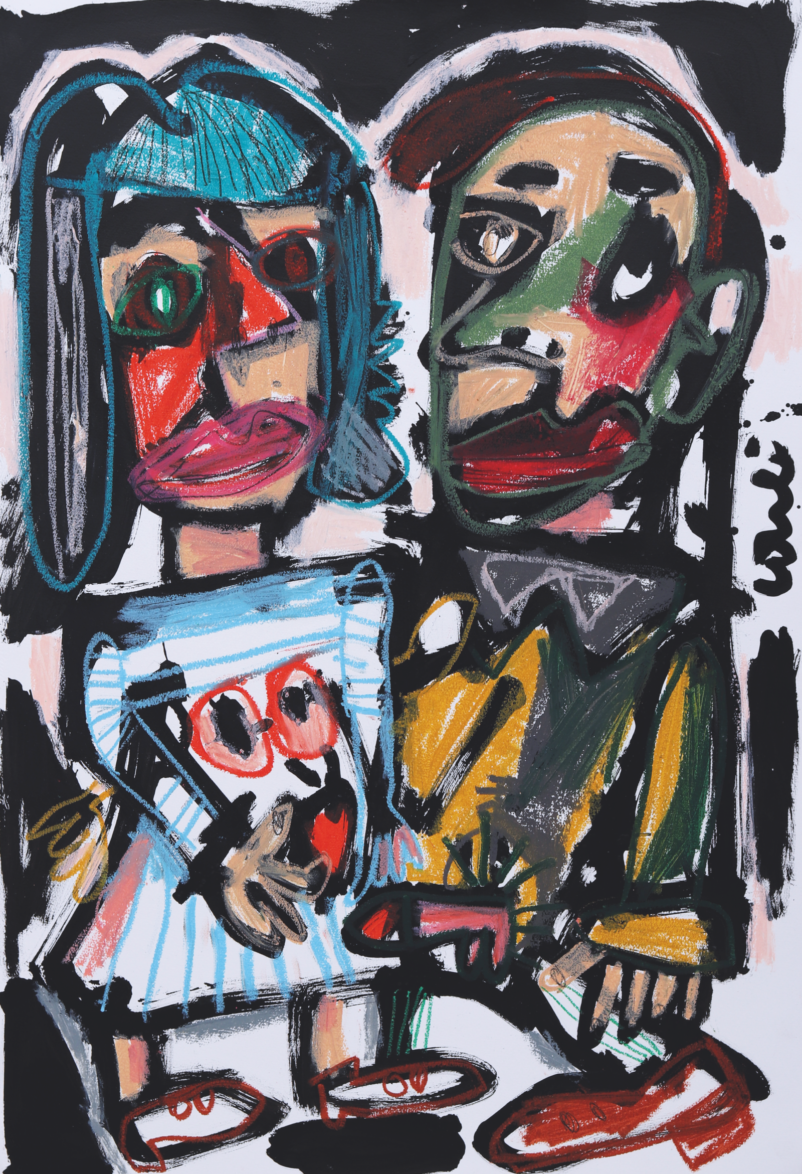 Œuvre originale de Thierry Loule en technique mixte sur papier, encres, gouache et pastel